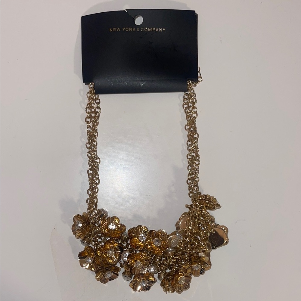 New York & Company Gold Floral Necklace